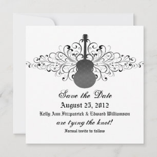 Guitare Grey Swirls Enregistrer la date Invitation