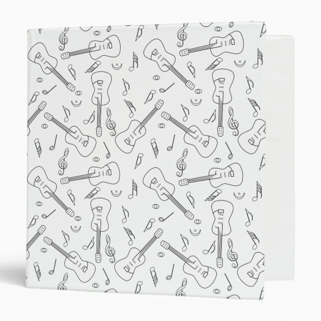 Guitare Lines Notes musicales 3 Classeur anneau (Devant/Intérieur)