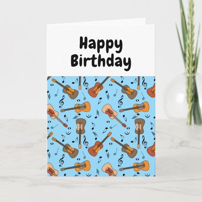 Guitare Music Notes Motif Carte d'anniversaire (Devant)