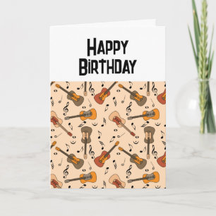 Guitare Music Notes Motif Carte d'anniversaire