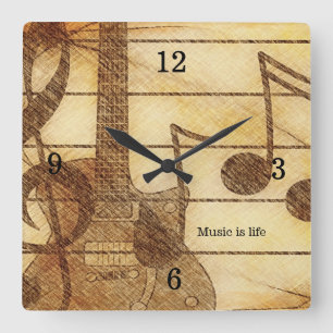 Guitare Musique Thème Mur Horloge