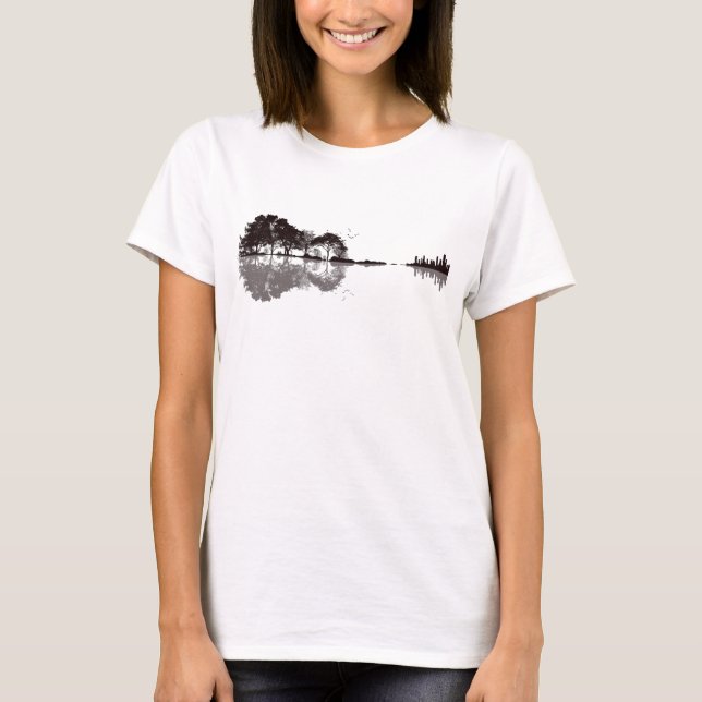 Guitare nature arbres oiseaux T-Shirt (Devant)