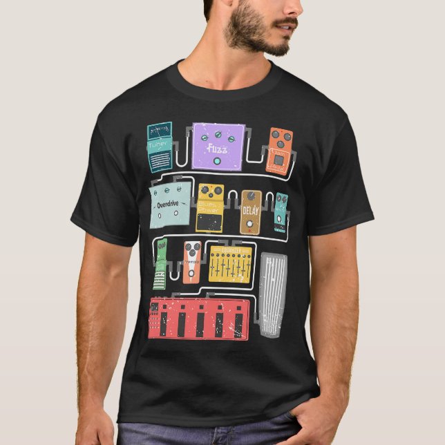 Guitare Pedalboard grande unisex T-shirt (Devant)