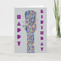 Guitare Psychédélique Jouer Sur Carte Anniversaire