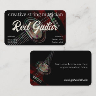 Guitare rouge foncé sur Carte de visite noir