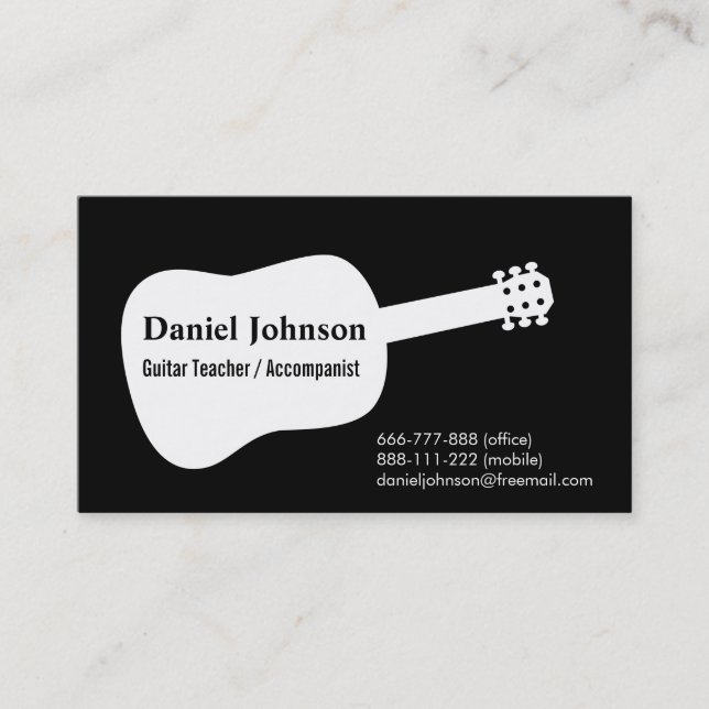 Guitare Silhouette Musicien Carte de visite (Devant)