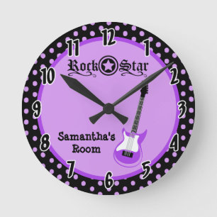 Guitare violette Girl Rock Star Horloge personnali