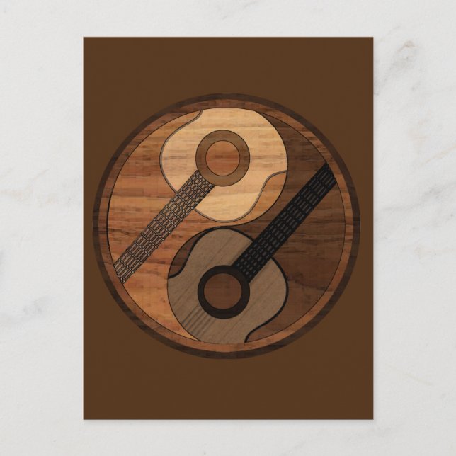Guitare Yin Yang Wood Look Acoustique carte postal (Devant)