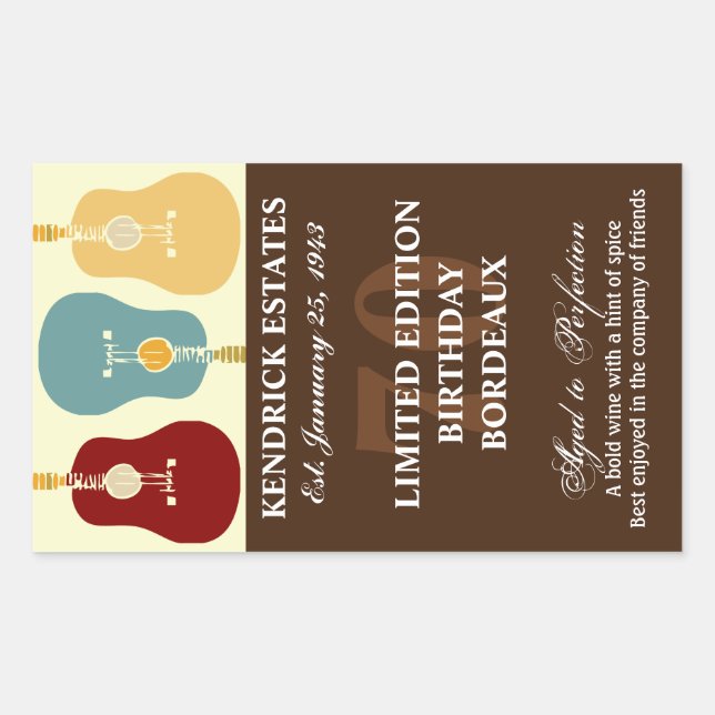 Guitares Étiquette de vin - Brown (750ml) (Devant)