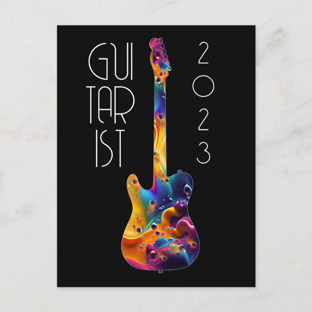 GUITARIST 2023 COLORFUL GUITAR BAND GIFT POSTCARD (Front)