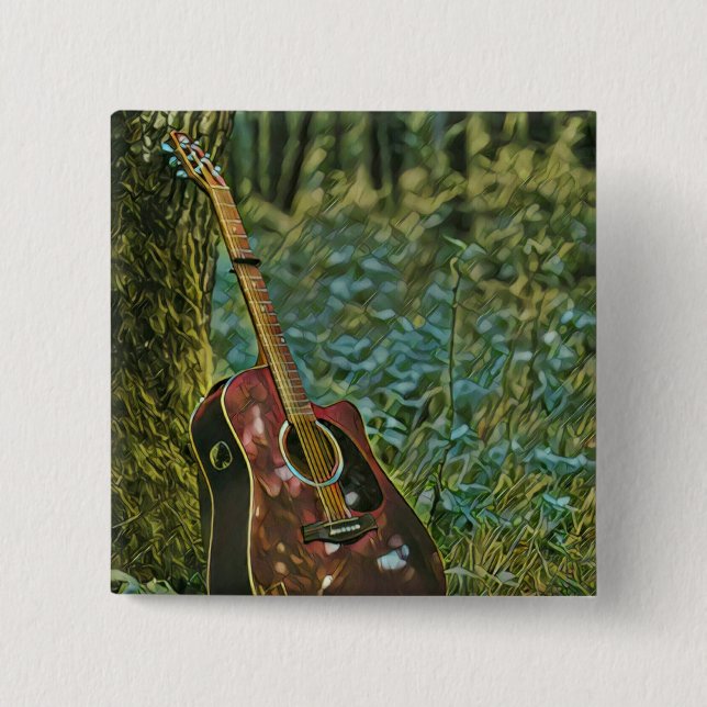 Guitarist birthday gift 2 inch square button (Front)