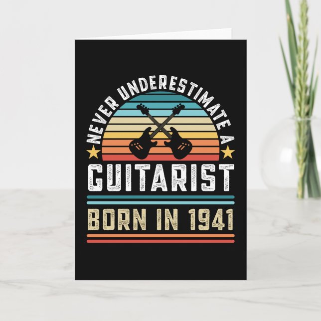 Guitarist born 1941 80th Birthday Guitar Gift Dad Card (Front)