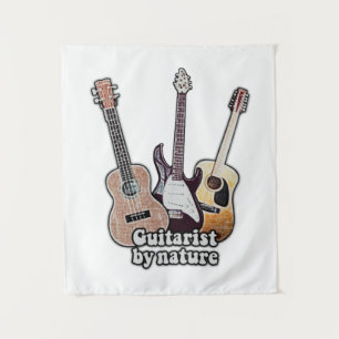 Guitarist by nature. funny guitar artwork tapestry