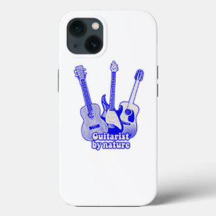 Guitarist by nature. retro blue guitars iPhone 13 case