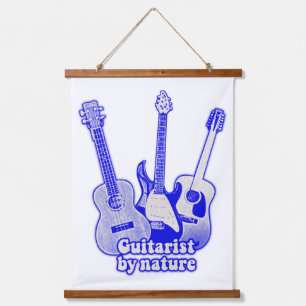 Guitarist by nature. retro blue guitars  hanging tapestry