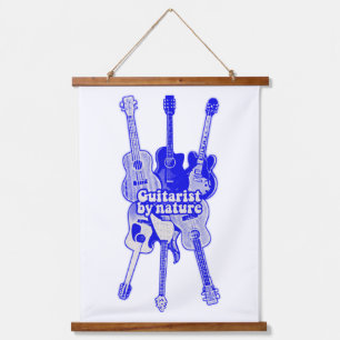 Guitarist by nature. vintage blue guitar  hanging tapestry