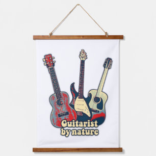 Guitarist by nature. vintage colorful guitars  hanging tapestry