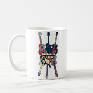 Guitarist by nature. vintage colourful guitars coffee mug