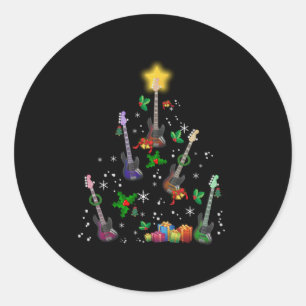 Guitarist Christmas Tree Guitar Birthday Classic Round Sticker