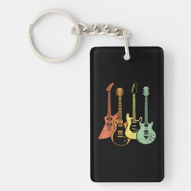 Guitarist Colourful Musical Instruments Guitars Keychain (Front)