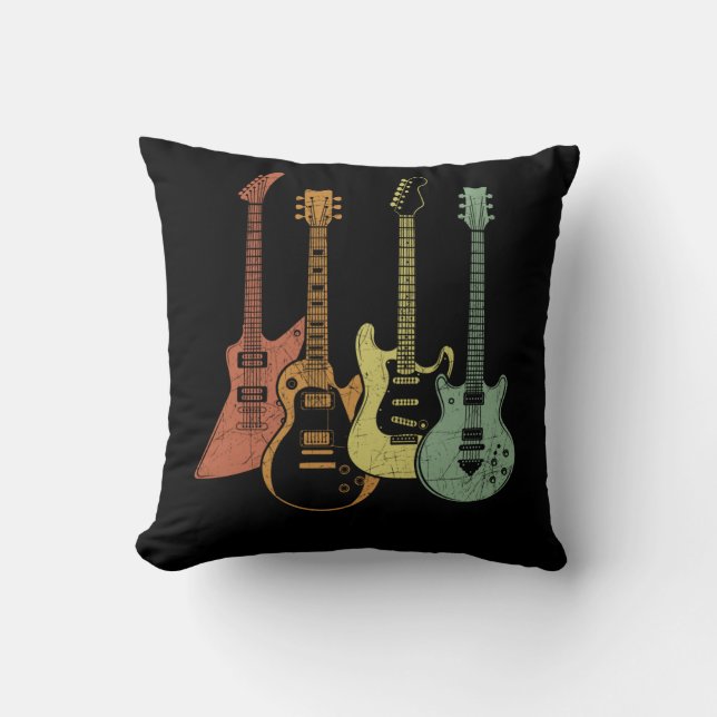Guitarist Colourful Musical Instruments Guitars Throw Pillow (Front)