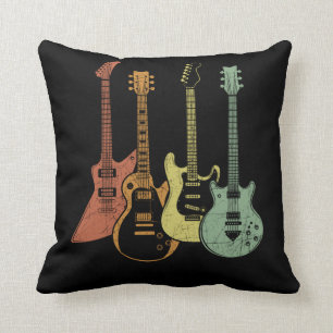 Guitarist Colourful Musical Instruments Guitars Throw Pillow