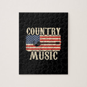 Guitarist Country Music Guitar American Flag Birth Jigsaw Puzzle