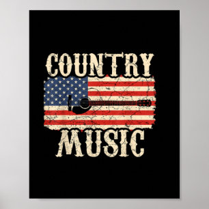 Guitarist Country Music Guitar American Flag Birth Poster