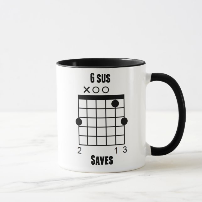 Guitarist Guitar Chord Funny G-Sus Saves Mug (Right)