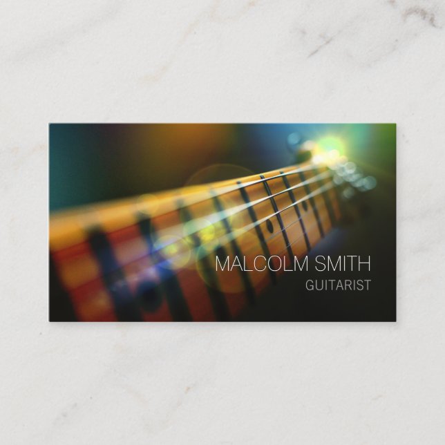 Guitarist Guitar Fretboard Light Flare Musician Business Card (Front)