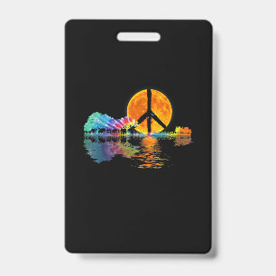 Guitarist Guitar Lake Shadow Peace Love Guitar Badge