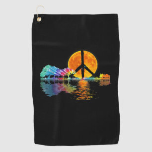 Guitarist Guitar Lake Shadow Peace Love Guitar Golf Towel