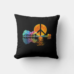 Guitarist Guitar Lake Shadow Peace Love Guitar Throw Pillow