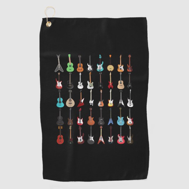 Guitarist Guitar Musical Instrument Rock and Roll Golf Towel (Front)