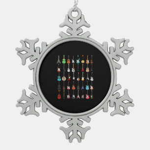 Guitarist Guitar Musical Instrument Rock and Roll Snowflake Pewter Christmas Ornament