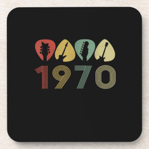 Guitarist Guitar Pick 1970 Guitarist Birthday Coaster