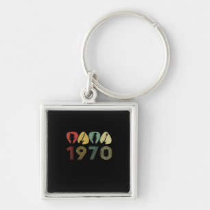 Guitarist Guitar Pick 1970 Guitarist Birthday Keychain