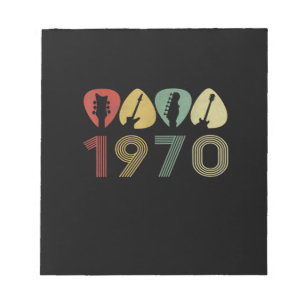 Guitarist Guitar Pick 1970 Guitarist Birthday Notepad
