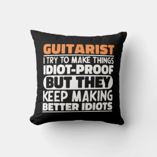Guitarist I Try To Make Things Funny Sayings  Throw Pillow