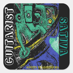 GUITARIST KUSH SQUARE STICKER