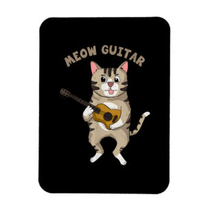 Guitarist Meow Guitar Cute Cat Playing Guitar Xmas Magnet