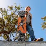 Guitarist Music Electric Guitar Personalized Name Skateboard<br><div class="desc">Guitarist Music Electric Guitar Personalized Name Custom Personalized Name Skateboard features your personalized name in modern typography on an orange, black and white background with a person playing the electric guitar. Personalize by editing the text in the text box provided. Give a custom made gift, personalized skateboard to your favourite...</div>