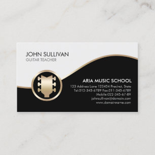 Guitarist Music School Faux Gold Guitar Icon Business Card