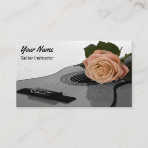 Guitarist Peach Rose Design Guitar Instructor Business Card