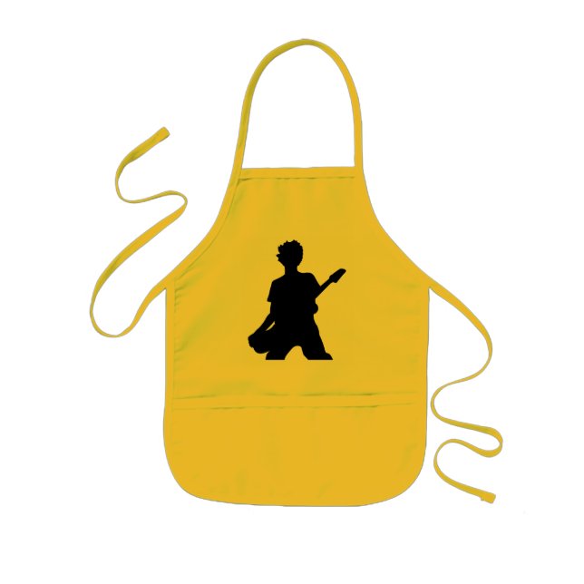 Guitarist Silhouette - B&W Kids Apron (Front)