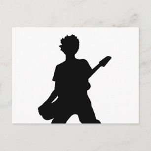 Guitarist Silhouette - B&W Postcard