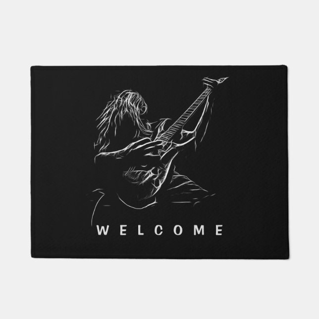 Guitarist Silhouette Doormat (Front)