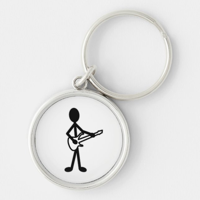 Guitarist Stick Figure Keychain (Front)