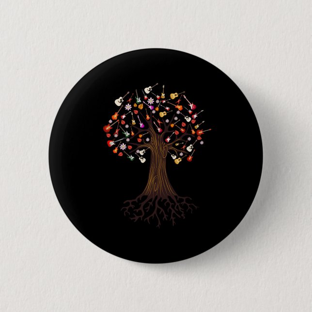 Guitarist Tree Guitar Birthday 2 Inch Round Button (Front)
