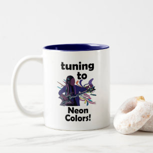 Guitarist Tuning To Neon Colours Party Favour Two-Tone Coffee Mug